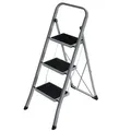 SONGMICS Klapptritt mit 3 Stufen, Trittleiter, mit Handlauf, Stahl GSL003GY01