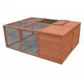 Feel2Home Kleintierkäfig Außengehege braun faltbar Auslauf Kleintiere Kaninchen Meerschweinchen, Imprägniertes Vollholz braun