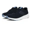 Sneaker TOMMY HILFIGER "MODERN COMFORT RUN KNIT", Herren, Gr. 46, blau (dunkelblau), Textil, unifarben mit Farbeinsatz, sportlich, Schuhe, Freizeitschuh, Halbschuh, Schnürer mit weich gepolstertem Schaftrand
