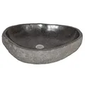 LEBENSwohnART Waschbecken NATURSTEIN-XL ca. 45-55cm Flußstein Findling Aufsatzwaschbecken