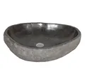LebensWohnArt Aufsatzwaschbecken Waschbecken NATURSTEIN-XL ca. 45-55cm Flußstein Findling