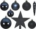 Weihnachtskugeln mit Christbaumstern Kunststoff 33er Set - Nachtblau