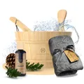 Liebenstein Sauna - Wohlfühl-Set (Saunaeimer, Saunahandtuch (anthrazit), Aufguss
