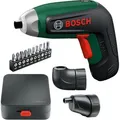 Bosch Akkuschrauber IXO 8-Set, 06039G4001, 4 V / 2,0 Ah, mit LED-Licht, Bitset, 2 Aufsätzen & Box, 6,5 Nm