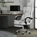 ML-Design Bürostuhl ergonomisch Hellgrau, Gaming Stuhl mit hoher Rückenlehne, Drehstuhl mit Fußstütze, Kissen und Kopfstütze - Hellgrau