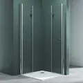 Mai & Mai Duschkabine Falttür 180° Klarglas 75x75x190cm ESG Klappbar & Faltbar Duschtür Lotus-Effekt NANO Eckeinstieg R26 - Blau