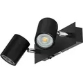 ledscom.de Wandspot WAIKA, zweiflammig, mit Schalter, schwarz matt, inkl. GU10 LED (weiß, je 8,2W, 1179lm, 33°)