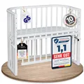 babybay Maxi Comfort Plus Beistellbett & Stubenwagen aus massivem Buchenholz/Zustellbett mit Verschlussgitter/stufenlos verstellbar & umweltfreundlich/mitwachsendes Babybett (weiß lackiert)