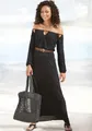 Maxikleid, mit Cut-outs am Ausschnitt, schulterfreies Sommerkleid, Strandkleid, Gr. 38 - N-Gr, schwarz N-Gr