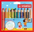 STABILO - Buntstift, Wasserfarbe & Wachsmalkreide - woody 3 in 1-10er Pack