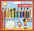 10x Stabilo Woody Buntstift 3 in 1 Holz Multitalent-Farbstift rund Fenster Stift