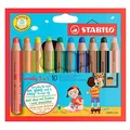 10x Stabilo Woody Buntstift 3 in 1 Holz Multitalent-Farbstift rund Fenster Stift
