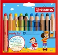 STABILO - woody 3in1 Farbstift Buntstift 10er Etui Holzstift Kindergarten Stift