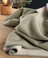 biederlack Wohndecke Duo Cotton Melange Baumwollmischung jadegrün-Natur Größe 150x200 cm