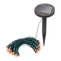 Esotec Solar Lichterkette außen mit 60 bernsteinfarbenen LEDs, 6m LED Kette, Zuleitung 2m, Dauer-/ Blinklicht, Akku, Solarmodul, Erdspieß, Weihnachtsbeleuchtung 102172