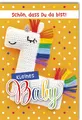 Geburt - Baby - Glückwunschkarte im Format 11,5 x 17 cm - Lama Regenbogen