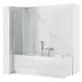 Rea Badewannenaufsatz Lagos Fix 80 Chrome, Glas, Spritzschutz - 1,8X80X140CM