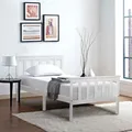 Flieks Holzbett Einzelbett mit Lattenrost und Kopfteil, Massivholz Kiefer Kinderbett Jugendbett 90x200cm