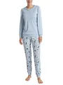 CALIDA Cat Dreams Bündchen-Pyjama Damen, aus 100% Supima Baumwolle