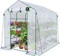 VOUNOT® Gewächshaus Foliengewächshaus mit 12 Regalebenen, Weiß, 143x215x195cm