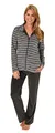 NORMANN WÄSCHEFABRIK Langer Nicky Damen Hausanzug, Jacke mit Reißverschluss 281 216 98 001, Farbe:dunkelgrau, Größe2:40/42