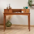 Schreibtisch MILANO mit 4 Schubladen und 1 Fach, Kastanien farben aus Massivholz, robuste Verarbeitung PC-Tisch mit Stauraum für Büro und Home-Office