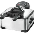 Clatronic® Doppel-Kaltzonen-Fritteuse für schnelles frittieren | Friteuse mit Fett | Friteuse inkl. 3 Frittierkörbe | Edelstahlgehäuse | Fritte... - Silber