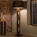 riess-ambiente Massive Stehlampe BARRACUDA 177cm natur Akazie Baumwollschirm schwarz Baumstamm Stehleuchte Lampe Leuchte