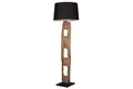 Stehleuchte Holz Stoff E27 Natur Schwarz 177 cm Lesen Wohnzimmer Lampe Stehlampe