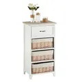 CARO-Möbel Kommode, Weiß, Holz, Paulownia, Vintage, 42x80x31 cm, Wohnzimmer, Kommoden & Sideboards, Kommoden