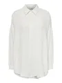 ONLY Damen Lange Oversized Hemd Bluse Langarm Classic Tunika Oberteil mit Schlitzen ONLTHYRA, Farben:Weiß, Größe:S