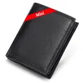 Fomax Geldbörse Mini-Format Herren aus echtem Leder mit RFID Schutz, 11 Kartenfächer, Hochformat, Schwarz, kompakt, praktisch und modern