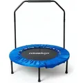 Relaxdays Trampolin mit Haltestange, Ø 102 cm, faltbares Minitrampolin bis 120 kg, Fitnesstrampolin indoor, blau - Blau