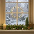 LED Kranz Lichterkranz aus Draht Türkranz Weihnachtskranz beleuchtet Fensterkranz Lichtkranz Dekokranz Batteriebetrieb (24cm)