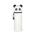 LEGAMI - Kawaii 2-in-1 Schulmäppchen aus weichem Silikon, Panda-Thema, Stifthalter, Reißverschluss, Buntstifte, Marker, H 18,5 cm