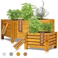 BooGardi Pflanzkasten Holz mit Vlies · 2 Größen & 4 Farben · Blumenkasten Balkon 38x38x25cm Hellbraun · Pflanzkübel groß außen rechteckig · Blumenkästen für Balkon, Terrasse & Garten
