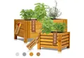 BooGardi Pflanzkübel Pflanzkasten Holz mit Vlies · 2 Größen & 4 Farben (1 St., Blumenkasten quadratisch · 38x38x25cm Hellbraun · klein), Blumenkübel für Balkon, Terrasse & Garten