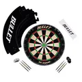 BULLET-Darts Sisal Dartscheibe Steeldart Turnierset - Inklusive 6X Steel Dartpfeile - Eva Surround Ring/Schutzring - Wurflinie/Oche - Komplettes Set inkl. Dart Zubehör - Für Profi und Hobby Darter