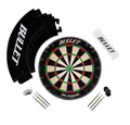 XQMAX Dartscheibe Classic Set, aus Brasilianischem Sisal, mit 6 Steeldarts, Surround Ring und Wurflinie