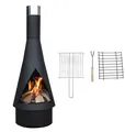 YERD Denver Gartenkamin Terrassen Ofen Feuer Stelle Tonne Grill 125cm Black Vers