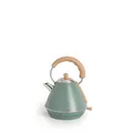 CREATE/KETTLE RETRO M/Elektrischer Wasserkocher Salbeigrün/Schnelles Aufkochen, Fassungsvermögen 1L, Abschaltautomatik, Anti-Kalk-Filter, Wasserstandsanzeige, Ø17.2cm, 2200W