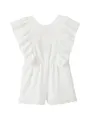 Vertbaudet Kurzer Mädchen Jumpsuit mit Stickerei und Volants, festlich weiß 158
