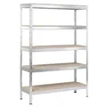 Stecksystem-Schwerlastregal L 5 Holzböden 1800x1300x450, verz.