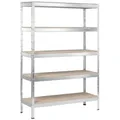 Schulte Regalwelt Schwerlastregal Xl Mit 5 Holzböden, Traglast Pro Ebene 150 Kg, 180x130x45 Cm (hxbxt), Verzinkt, Lagerregal, Kellerregal, Werkstattregal, Steckregal
