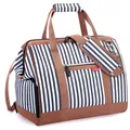 Lekesky Reisetasche Damen, Weekender Damen Klein mit Schuhfach, Großes Öffnungsdesign, 33L Kliniktasche Geburt für Reisen, Airline, Arbeit, Strand oder Freizeit (Blau Gestreift)