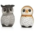 ELAMBIA 2 LED-Figurenkerzen Eulenpaar 5h-Timerfunktion Höhe 13cm