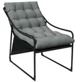 Outsunny Gartensessel Gartenstuhl mit dickem Sitzkissen Garten Loungesessel mit Armlehne, bis 120 kg belastbar, für Garten, Balkon, Grau
