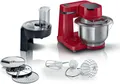 BOSCH Küchenmaschine Serie 2 MUMS2ER01, Durchlaufschnitzler, 4 Scheiben, rot, 700 W, 3,8 l Schüssel, Durchlaufschnitzler, 3 Reibescheiben, Patisserieset Edelstahl