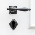 Drückergarnitur für Haustüren, rustikales Design | BB | Eisen schwarz