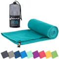 Fit-Flip Mikrofaser Handtuch - kompakte Microfaser Handtücher - ideal als Sporthandtuch, Reisehandtuch, Strandtuch - schnelltrocknend und leicht - Badetuch groß (50x100cm, Petrol)